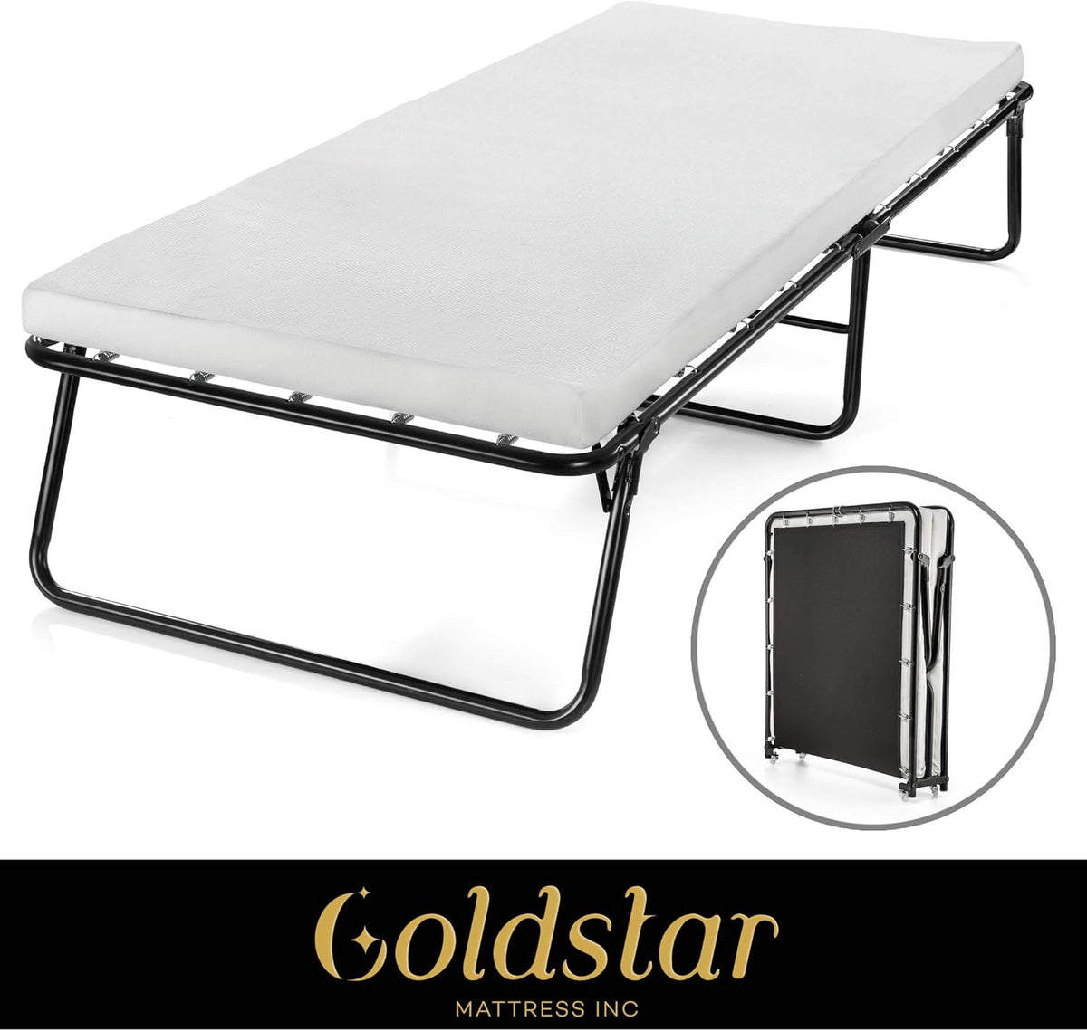 Rollaway Folding Guest Bed with 3-Inch Memory Foam Mattress A2964