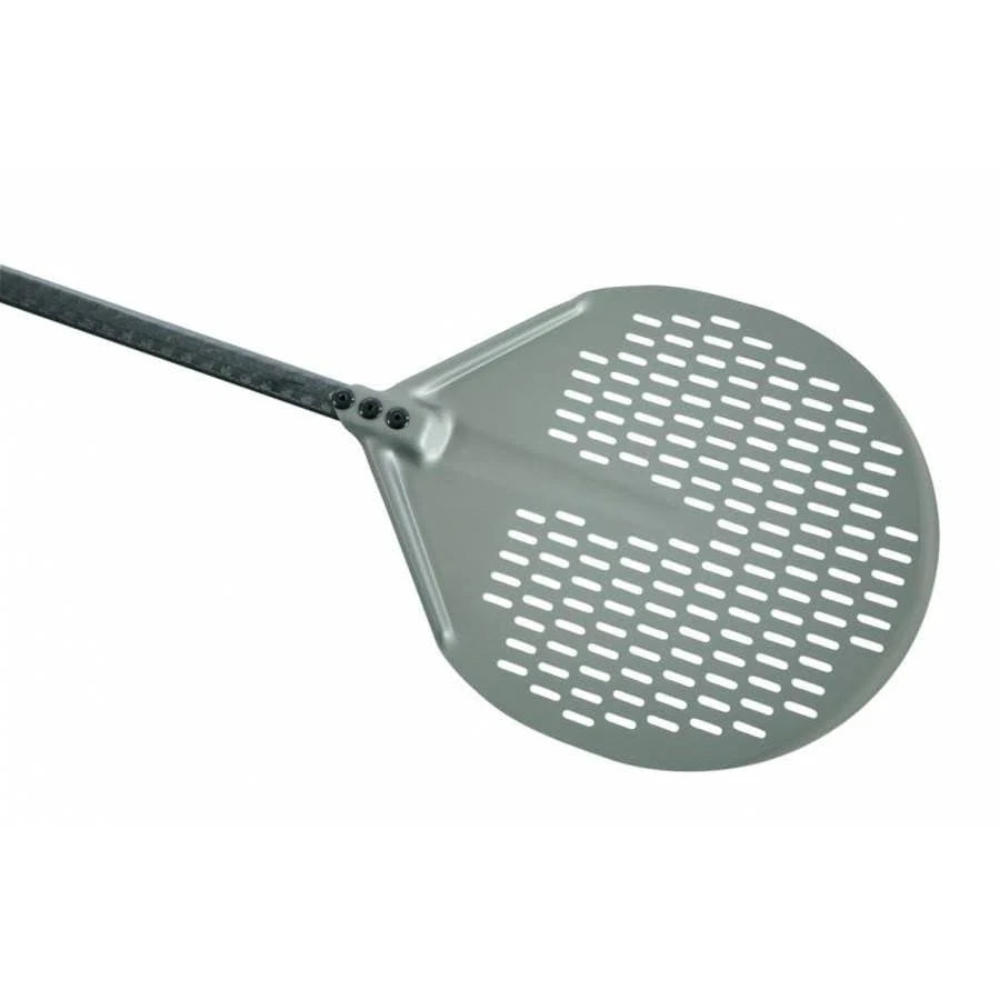 Carbon 16x22 Anodized Aluminum Square Perforated Pizza Peel with Handle Q295