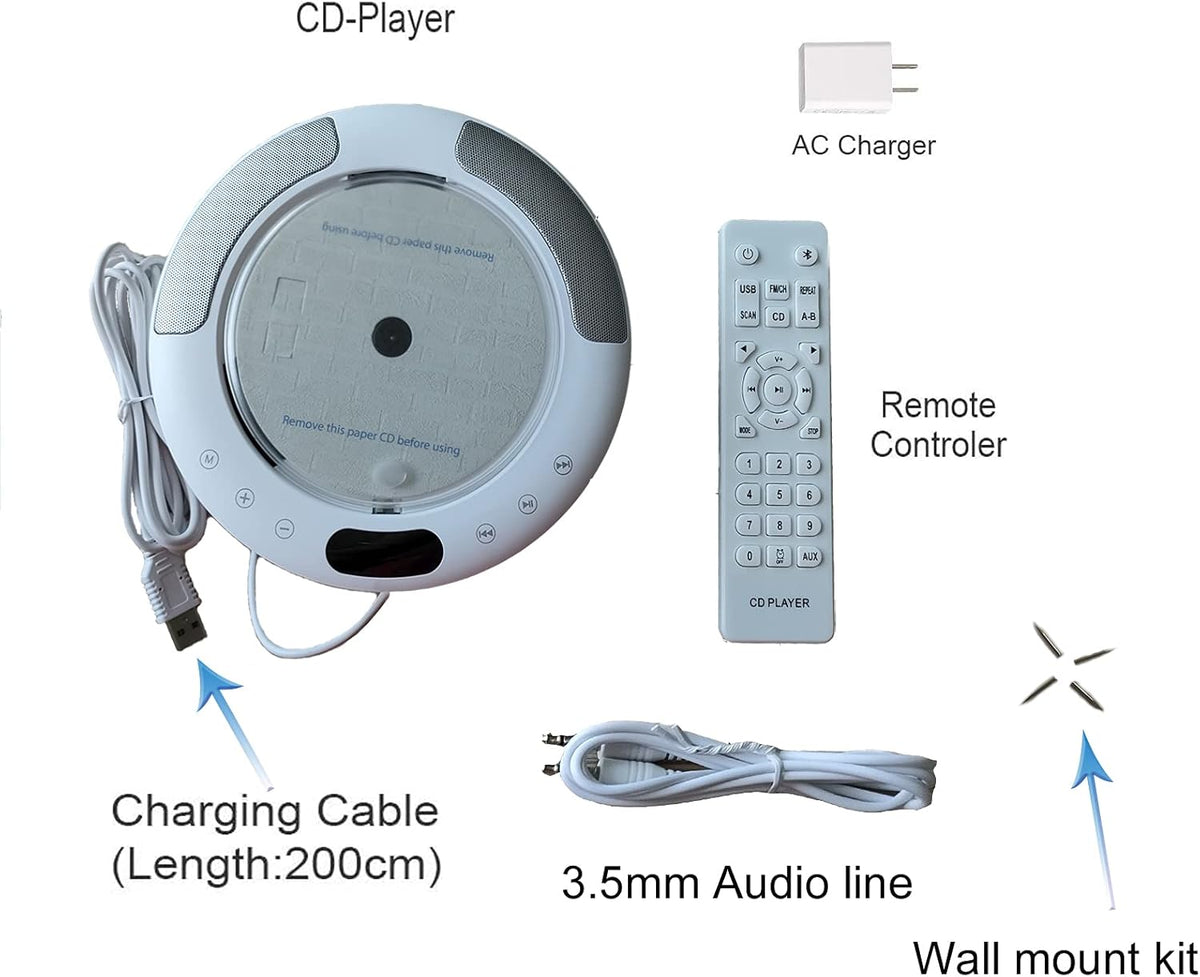 Portable CD Player with Bluetooth, FM Radio, Remote Control, Pack of 2 Y92552