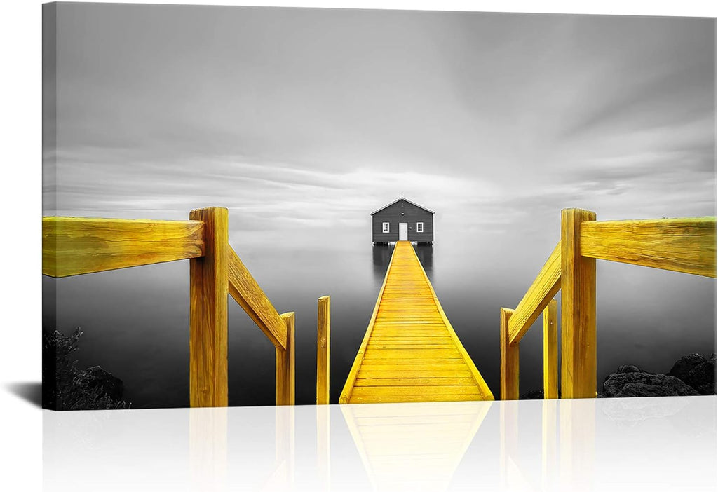 Gold Grey Coastal Canvas Wall Art 20x36inch M262797