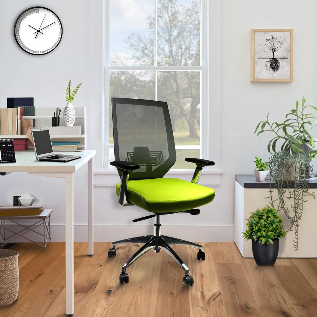 Green and Gray Ergonomic Office Swivel Chair with Padded Seat and Casters E708