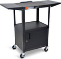 Black Height Adjustable Steel Mobile Workstation with Cabinet & Dropleaf D6972