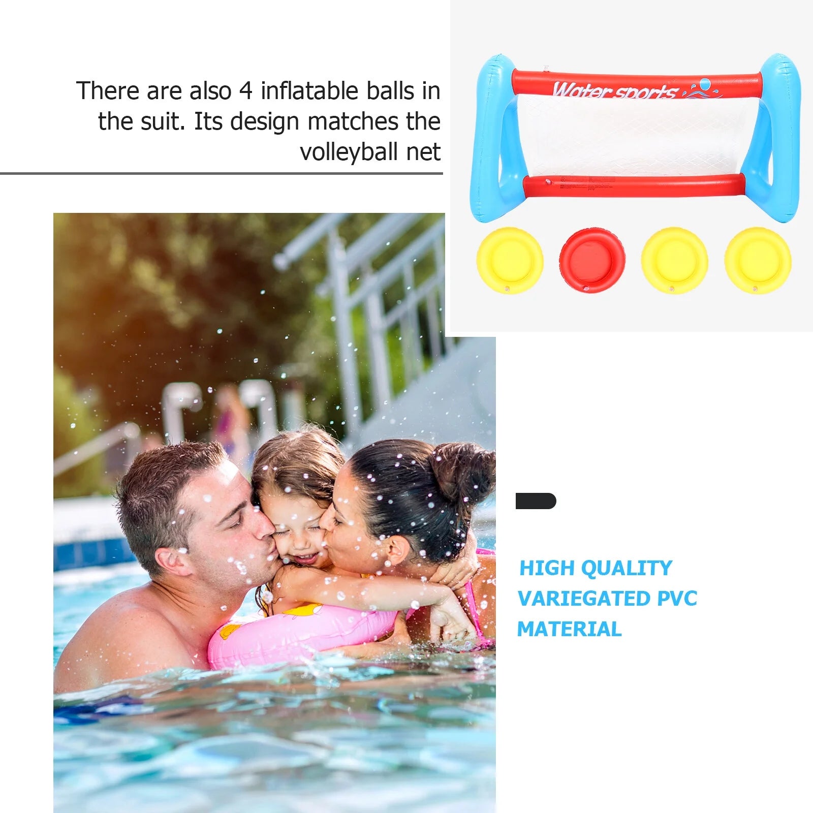 Inflatable Pool Float Set with Volleyball Net and Volleyballs K358612