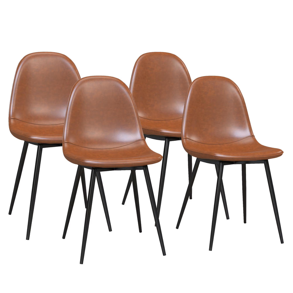 Camel Faux Leather Upholstered Dining Chair, Set of 4 R409810