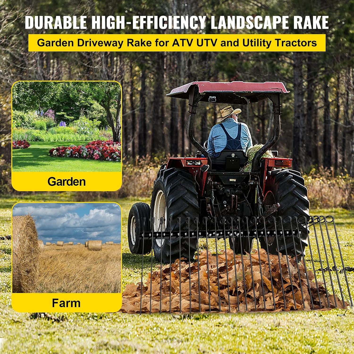 60 Inch 3-Point Tow Behind Landscape Rake with Spring Tines P1949
