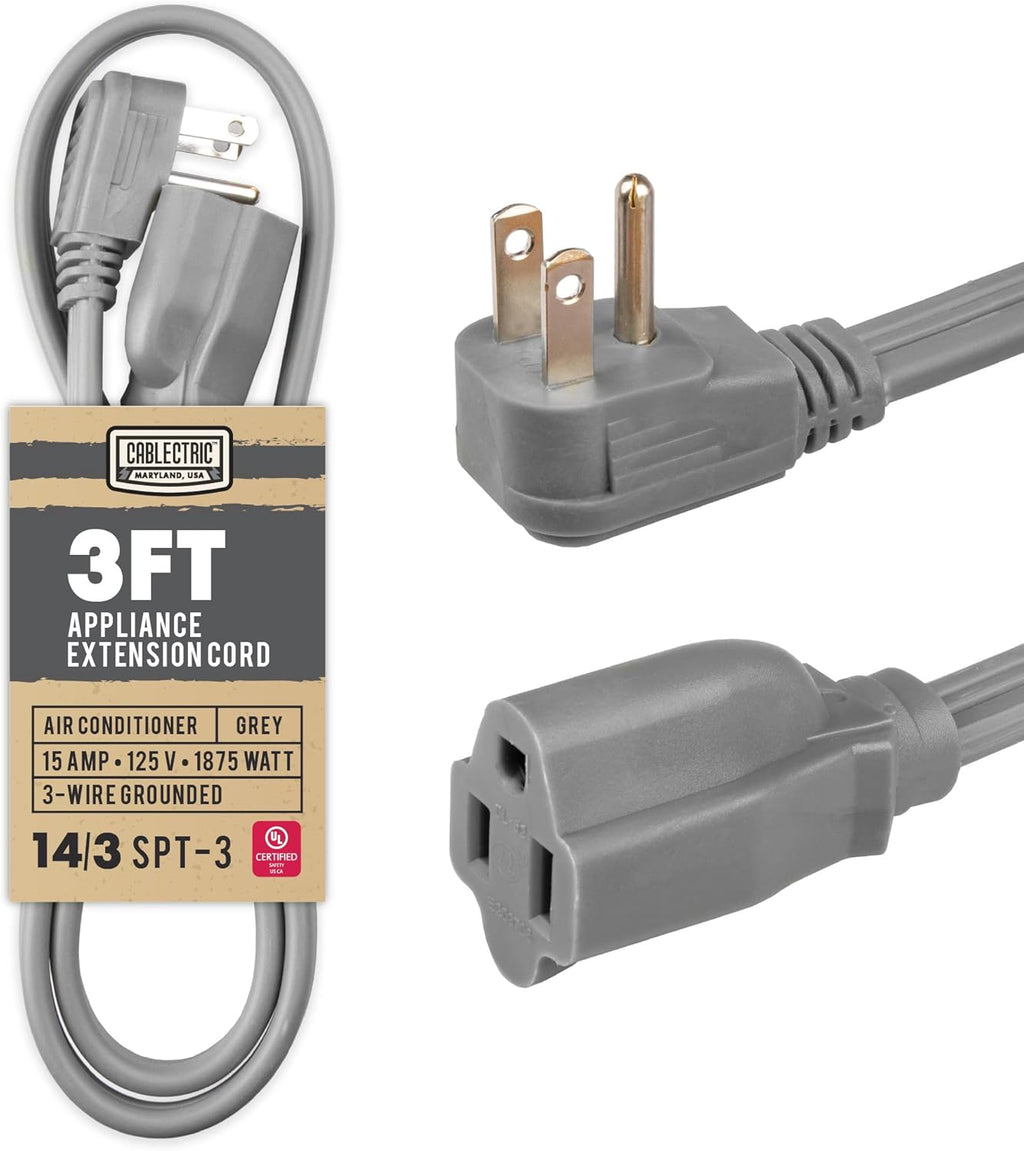 12 Foot Gray 14 Gauge 3 Prong Heavy Duty Appliance Extension Cord, Pack of 2 R469886