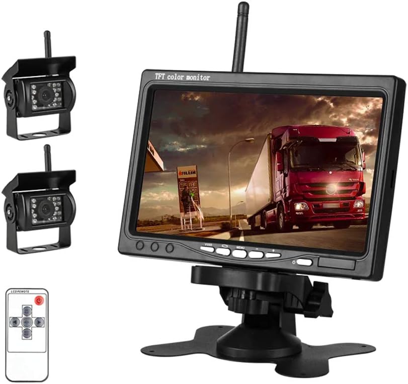 2pcs Wireless Vehicle Backup Cameras Plus 7 Monitor System N653156
