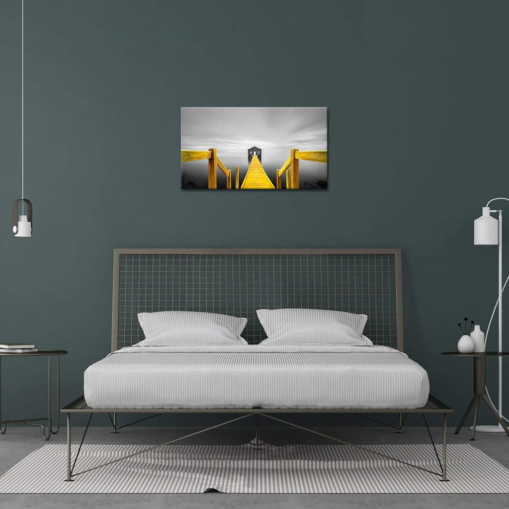 Gold Grey Coastal Canvas Wall Art 20x36inch M262797