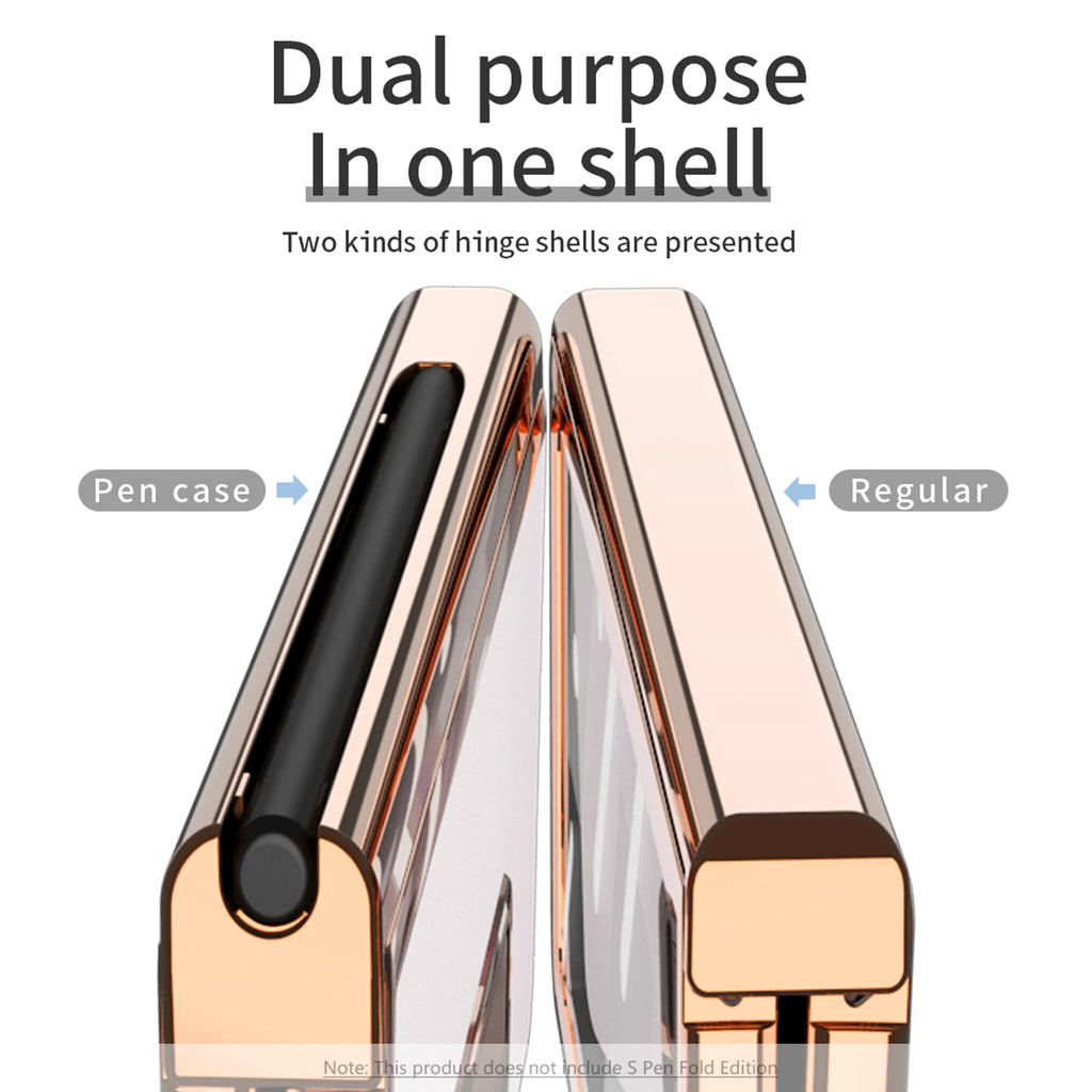 White Lychee Pattern Shockproof Case for Samsung Galaxy Z Fold 3 5G with Tempered Glass Screen Protector C8519
