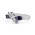 14K White Gold Pear Cut Blue Sapphire Diamond Eternity Band Size 8.5 X3943