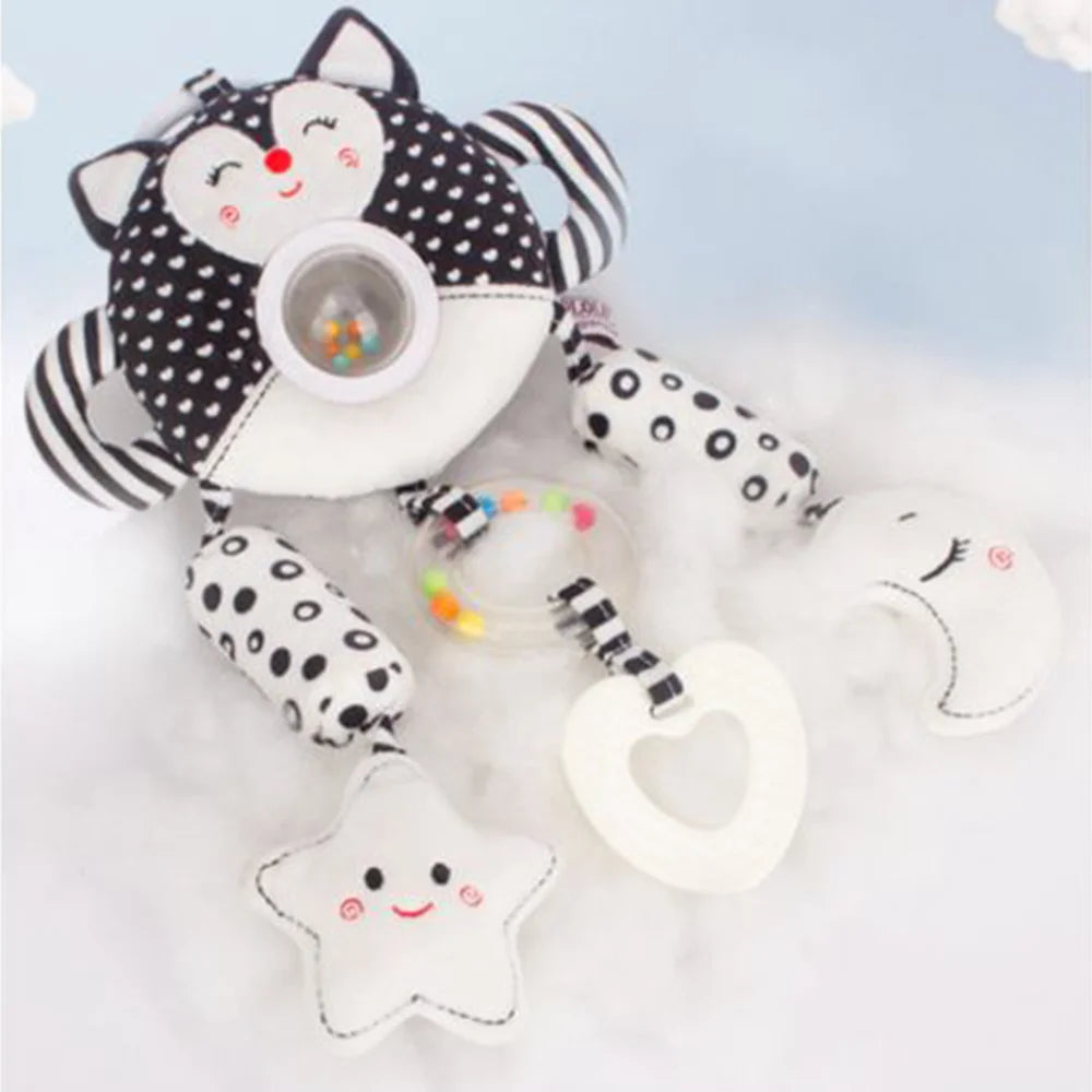 Black and White High Contrast Soft Plush Baby Rattle Toy (Fox) M2951