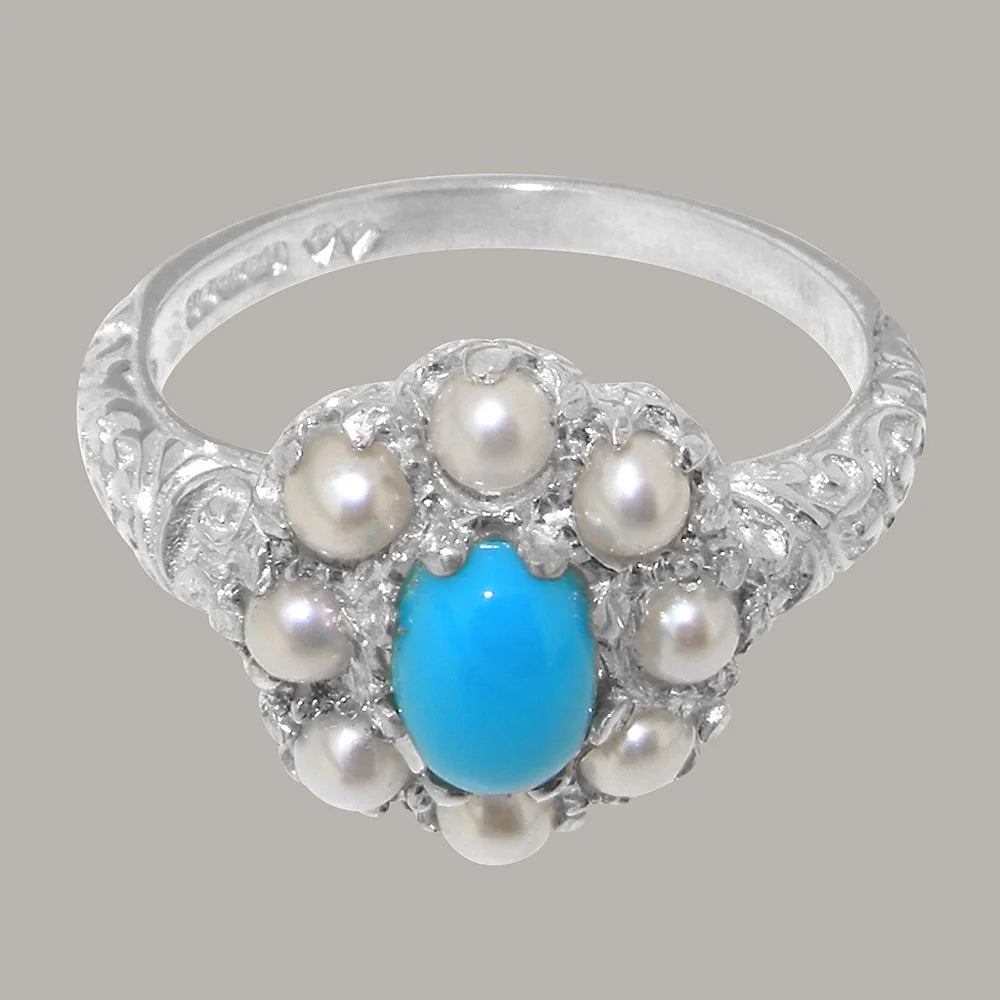 Sterling Silver Turquoise Cultured Pearl Ring H3721