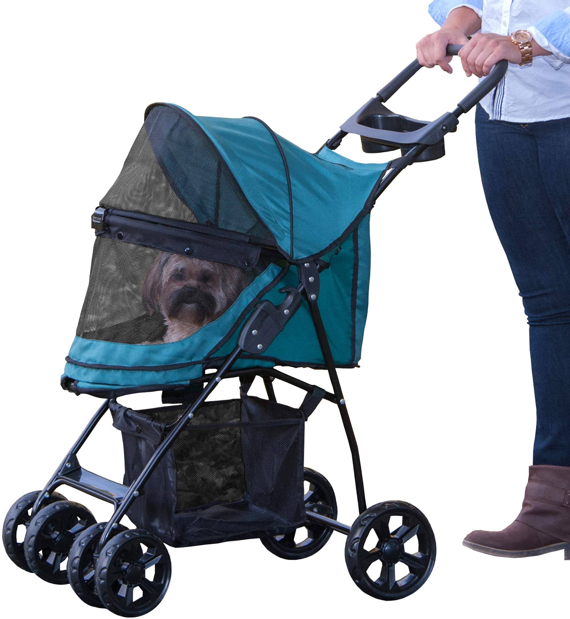 Pet Stroller with Removable Liner and Storage Basket X87740