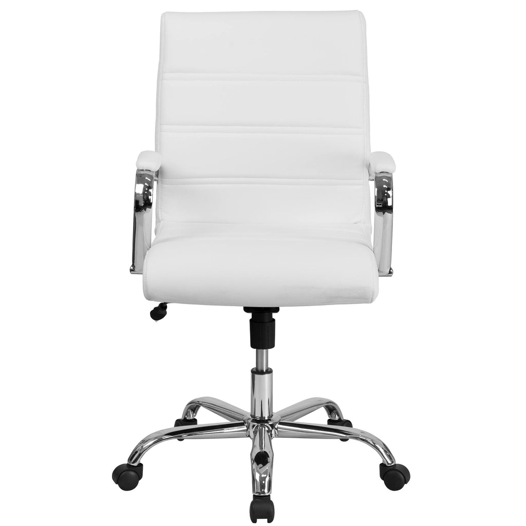White and Silver Mid-Back Executive Swivel Office Chair O536973