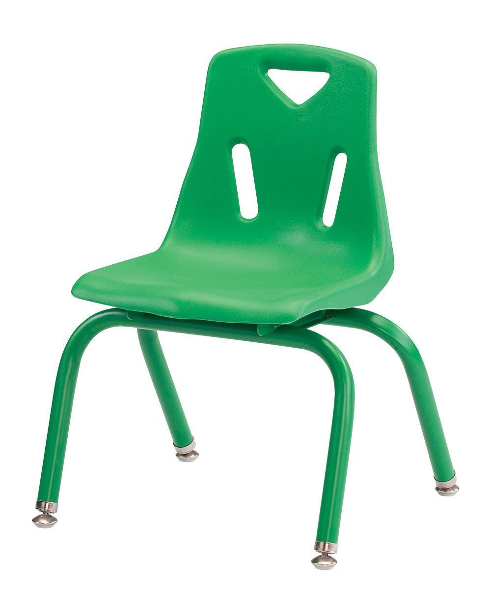 Green Stacking Chairs with Powder-Coated Legs, Set of 6 E710