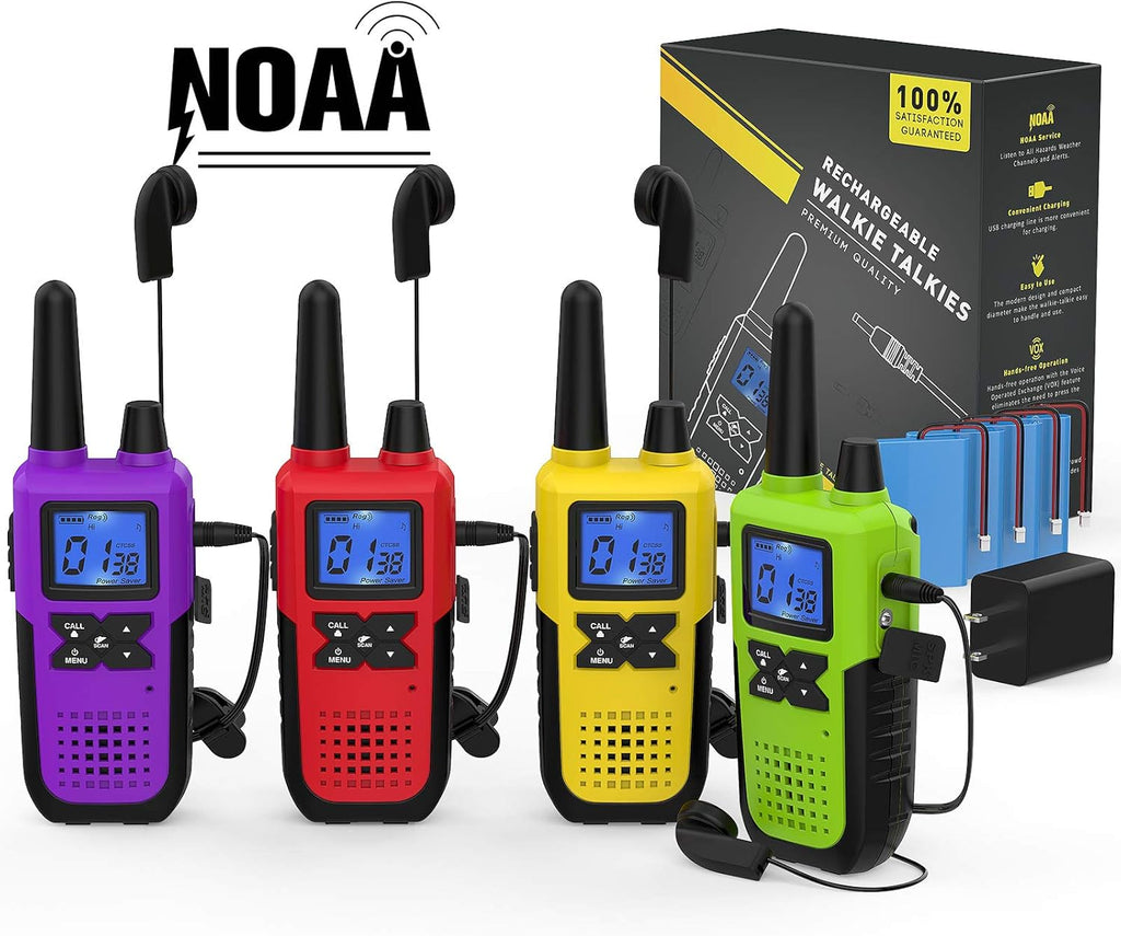 3 Pack Long Range 2 Way Radios with Earpiece and Mic Set USB Charger Battery Weather Alert N5927
