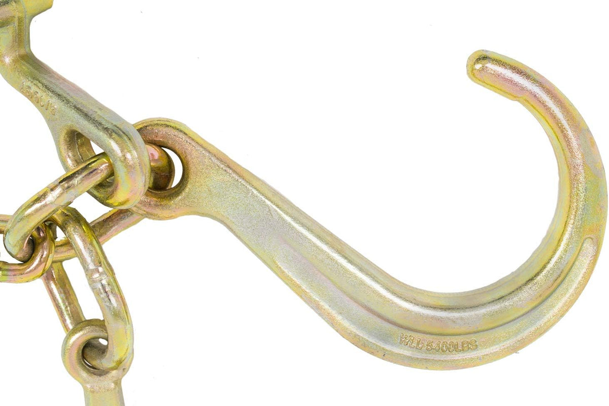 5/16'' x 3' G70 V-Chain Bridle with 8" Medium J Hooks, T-Hook & J-Hook with Grab Hooks, 4700 lbs WLL, Pack of 2 S720