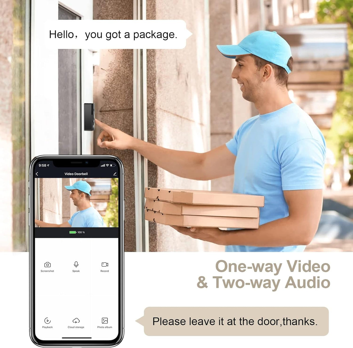 Wireless WiFi Video Doorbell Camera with Chime, 1080P HD, IP65 Waterproof, Pack of 2 R2823