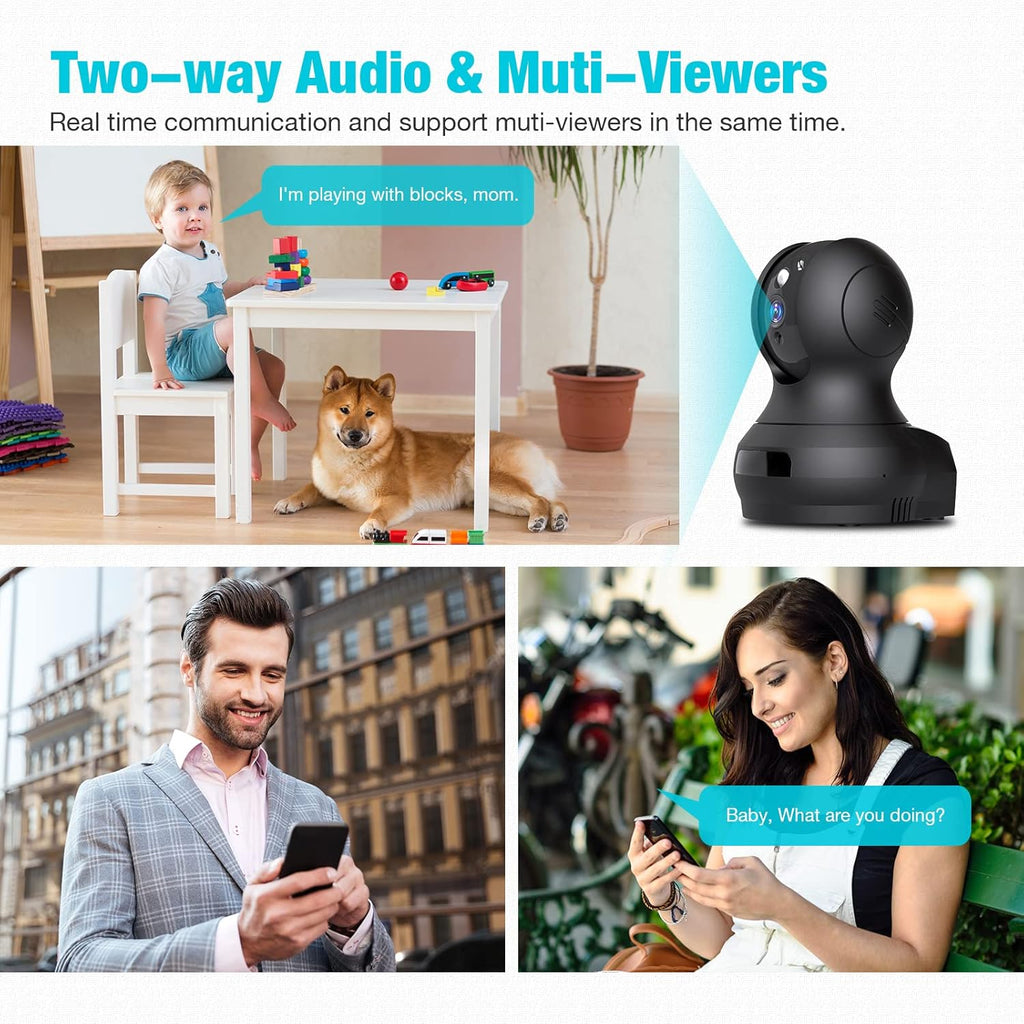 2K Indoor Pet Camera with Phone APP, Pack of 2 D224468