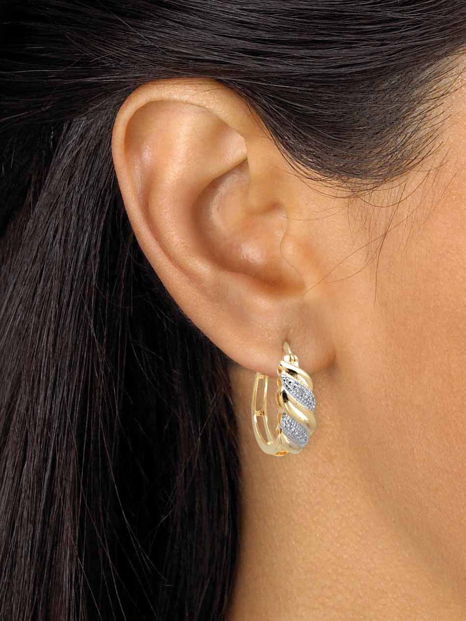 Diamond Accent S-Link Hoop Earrings Gold-Plated 3/4" N5342