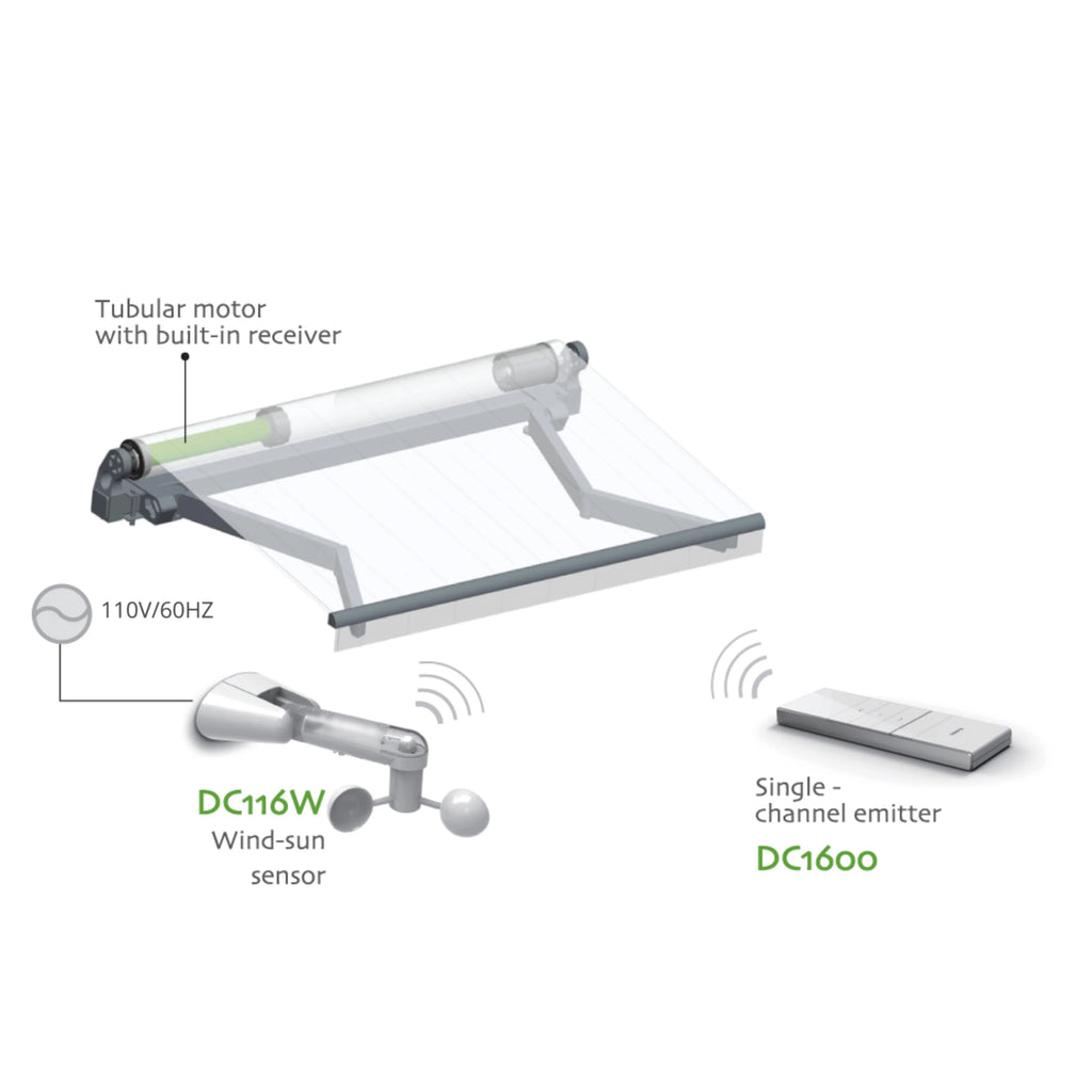 Motorized Retractable Awning Wind and Sun Sensor U88310