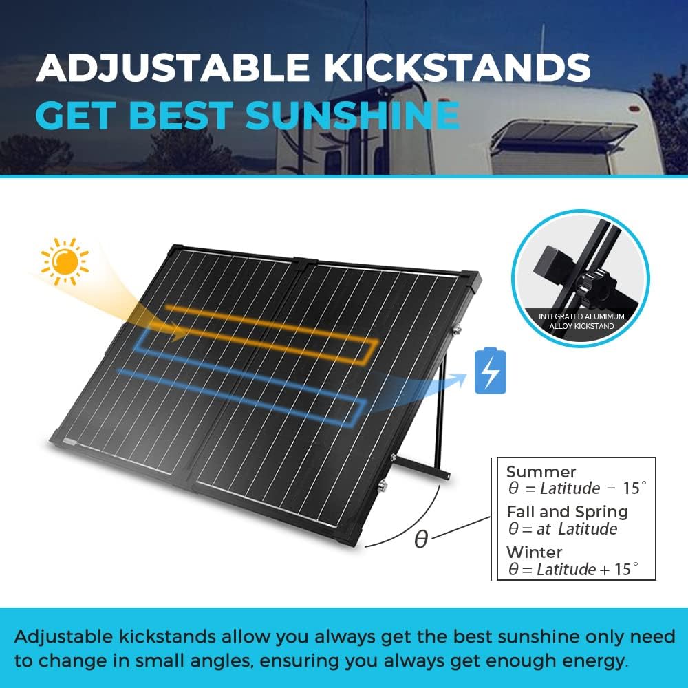100 Watt 12 Volt Monocrystalline Foldable 2Pcs 50W Solar Panel Suitcase with Waterproof 20A Charger Controller R99772