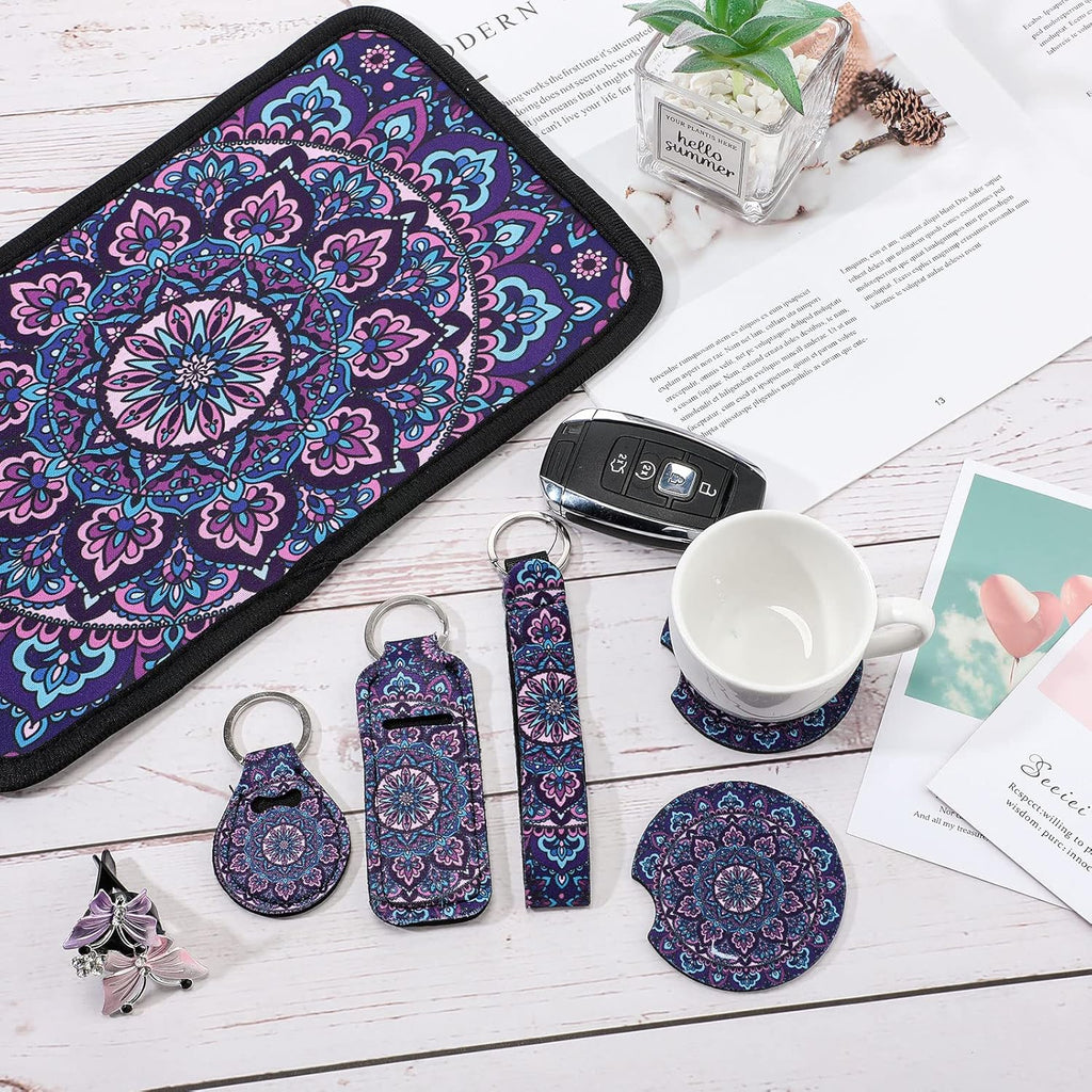 22 Pieces Purple Mandala Car Seat Cover Set A824
