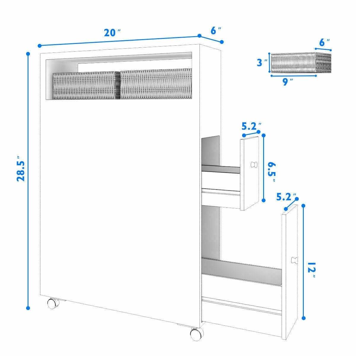 White Wooden Storage Cabinet Organizer with 4 Casters G8316