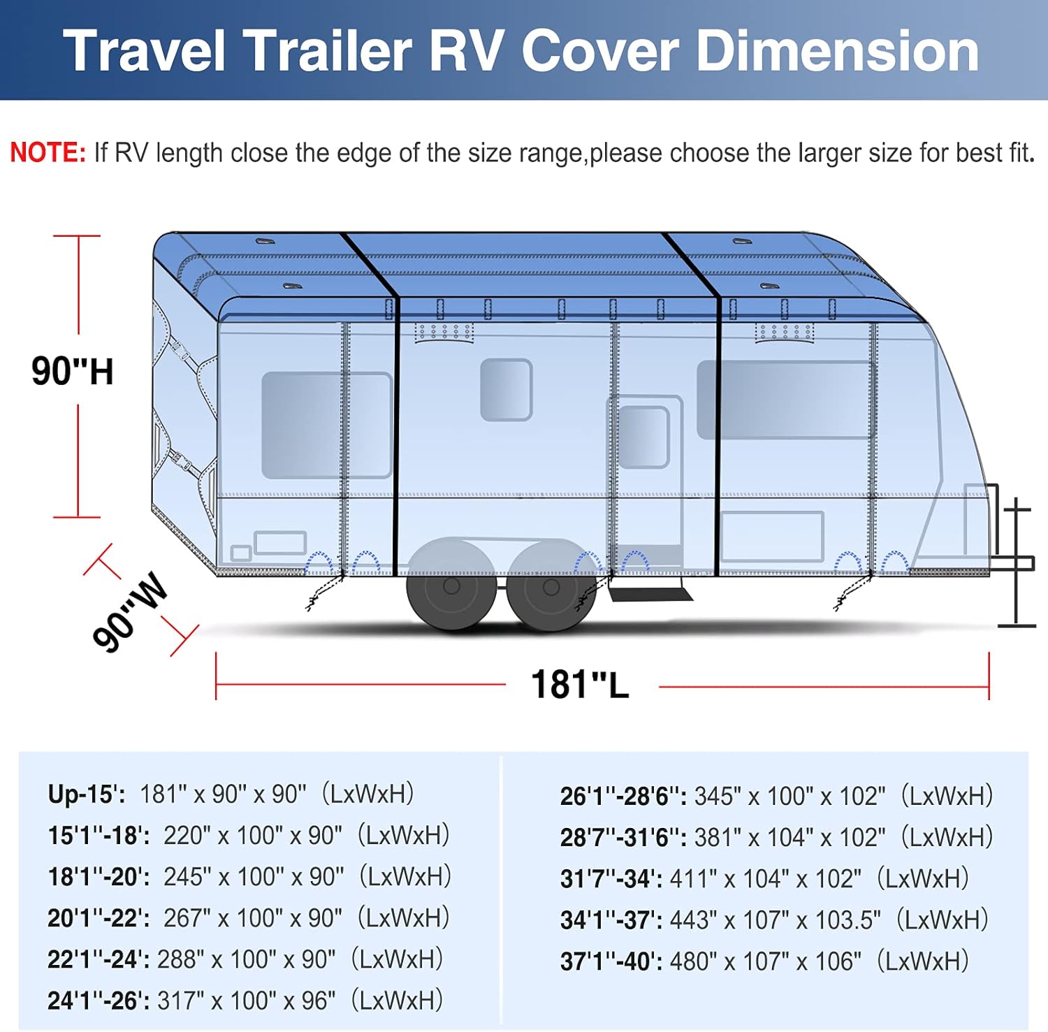 Upgraded Waterproof 500D Travel Trailer Cover with 4 Tire Covers, Tongue Jack Cover O242541