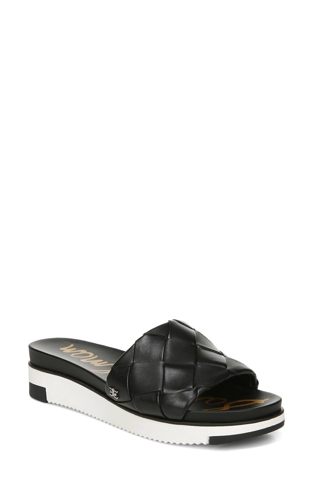 Black Woven Leather Slide V60171