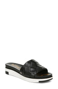 Black Woven Leather Slide V60171