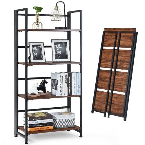 4-Tier Folding Metal Storage Shelf Greywood X2246