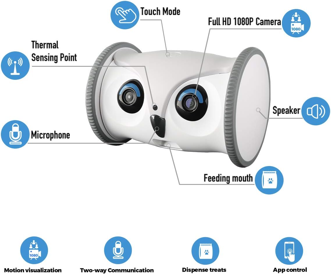 Owl Robot Pet Camera with Treat Dispenser C381814