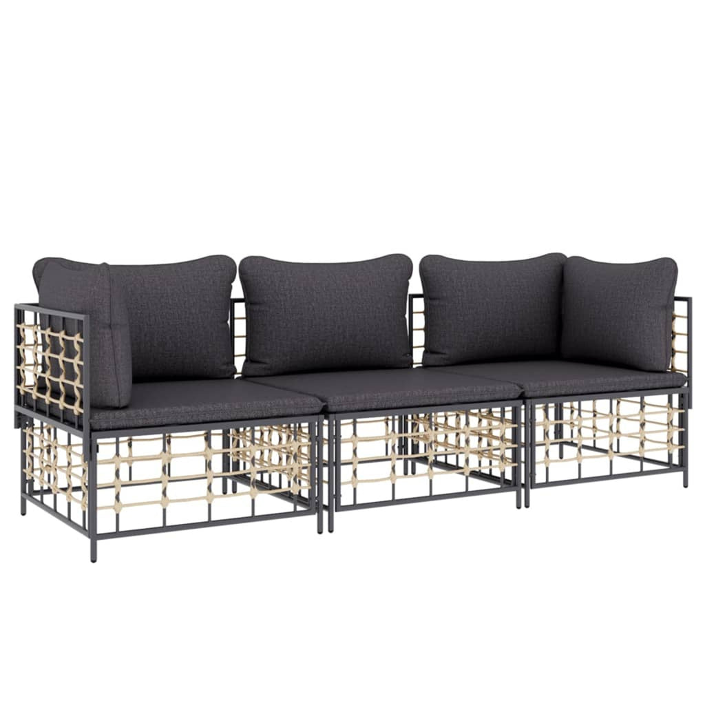 3 Piece Anthracite Poly Rattan Outdoor Patio Furniture Set I993558