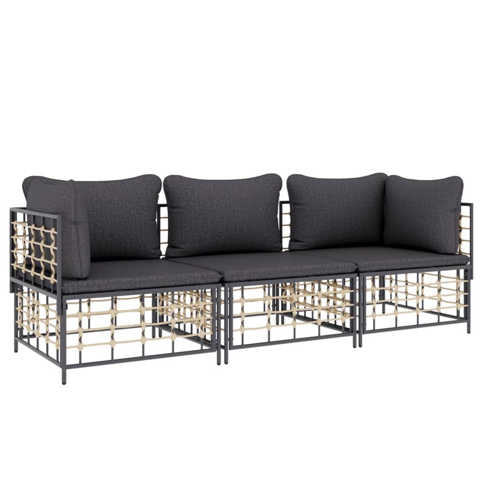3 Piece Anthracite Poly Rattan Outdoor Patio Furniture Set I993558