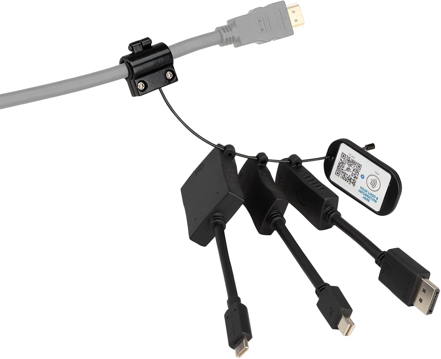 2.0 HDMI Adapter Ring with Micro HDMI, Mini HDMI, DisplayPort & Mini DisplayPort Adapters with Security Cable K67264