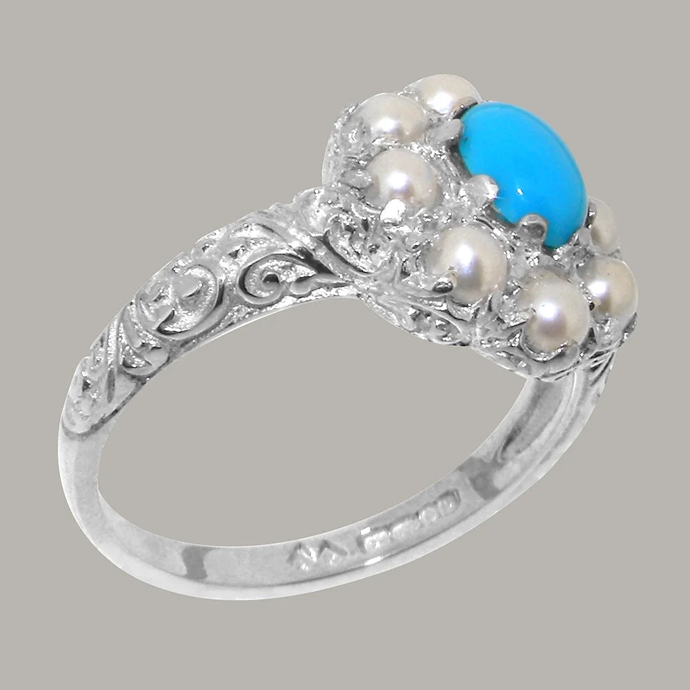 Sterling Silver Turquoise Cultured Pearl Ring H3721