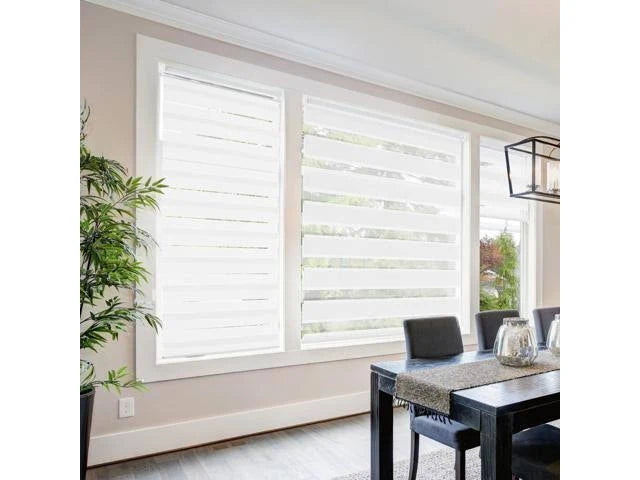 White Dual Layer Cordless Roller Blinds T257048