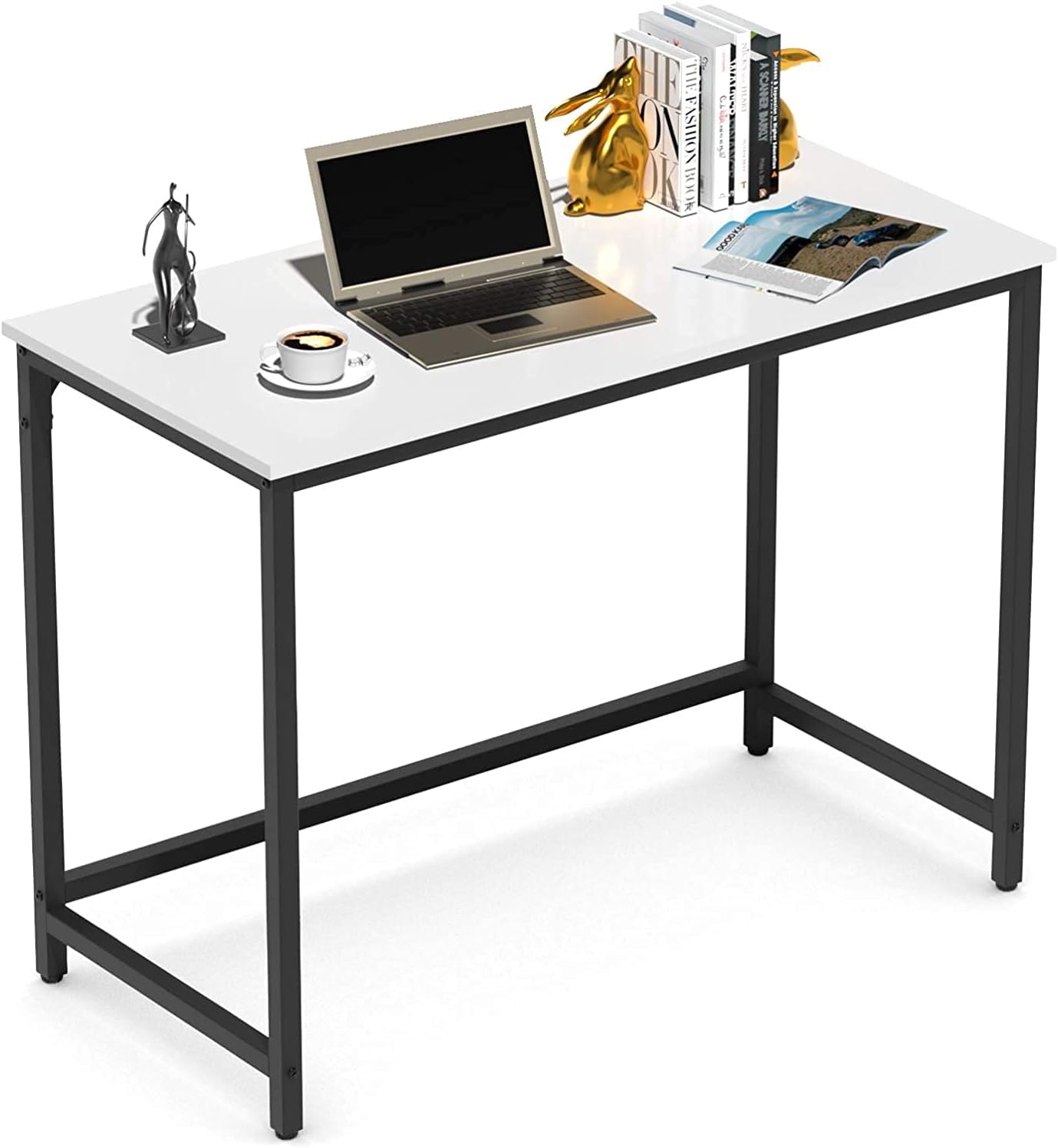 Reversible L Shaped Desk with Shelves, Round Corner Computer Desk Gaming Table Workstation B95666