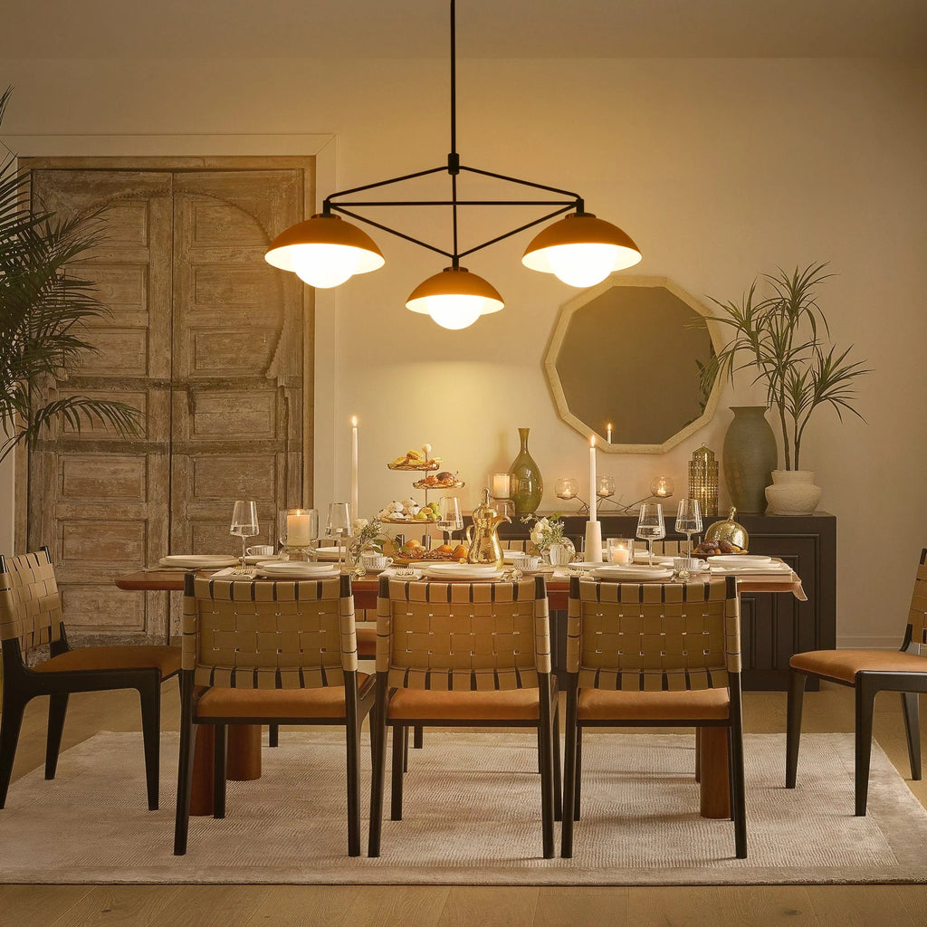 3-Light Dimmable Glass Dome Chandelier V34792