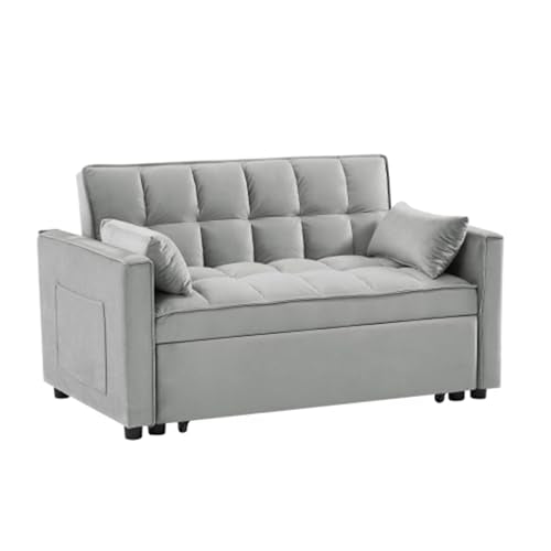 Pink Fabric Convertible Sleeper Sofa Bed with Toss Pillows F762107