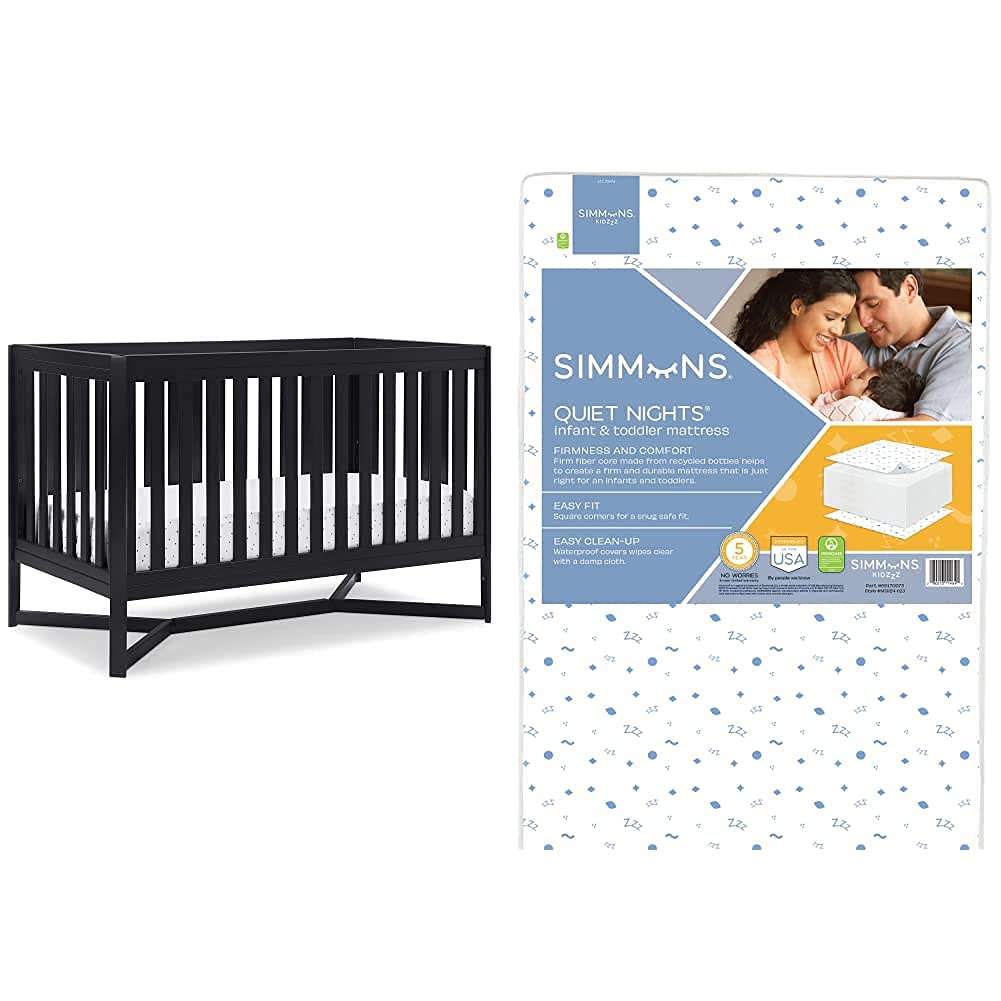 4-in-1 Convertible Crib, White/Grey Q101143