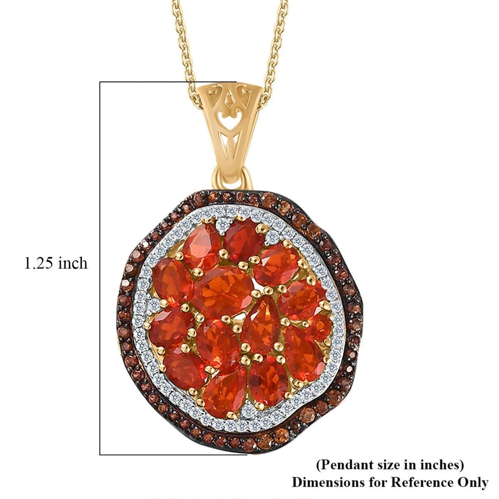 Crimson Fire Opal Oval 925 Sterling Silver Vermeil Yellow Gold Plated Pendant Necklace 20" Ct 1.87 Y869