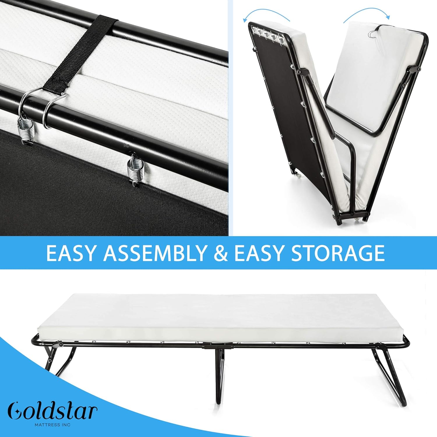 Rollaway Folding Guest Bed with 3-Inch Memory Foam Mattress A2964