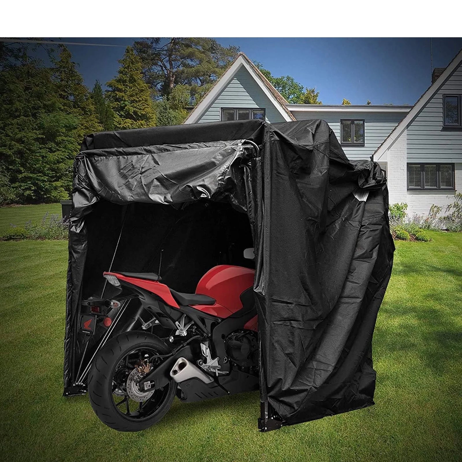 Black Motorcycle Cover Storage Shed A9959