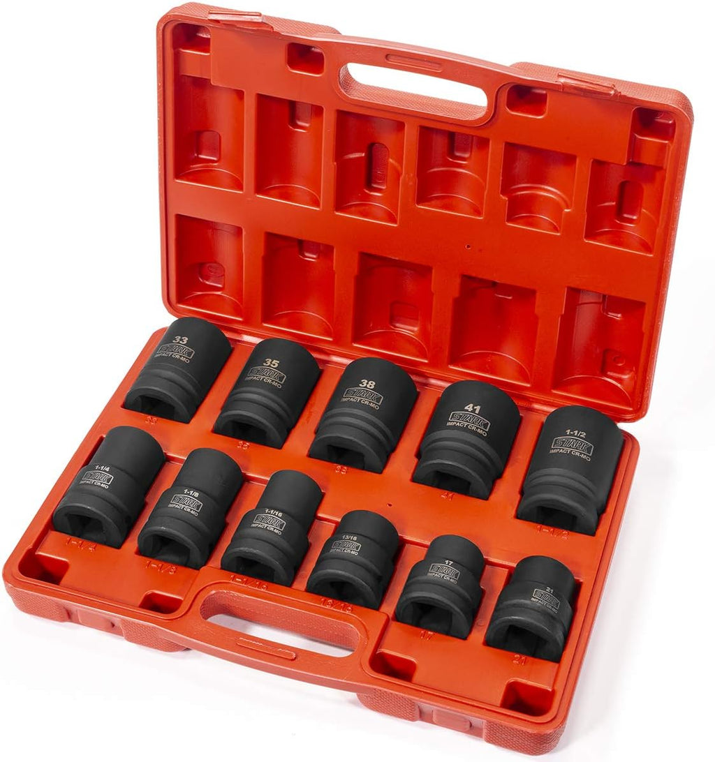11-piece Impact Socket Set 1-inch Drive Metric & SAE Cr-Mo Steel 6-Point with Carrying Case N70161