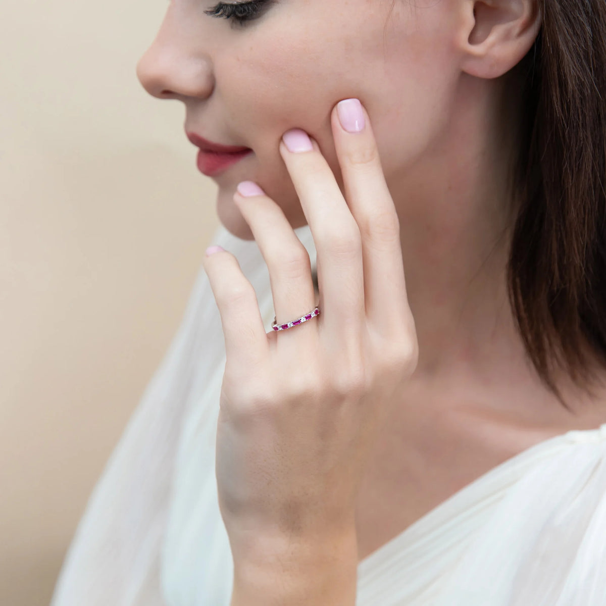 Sterling Silver Emerald Cut Cubic Zirconia Art Deco Ring Set, Rhodium Plated Size 10 D335278