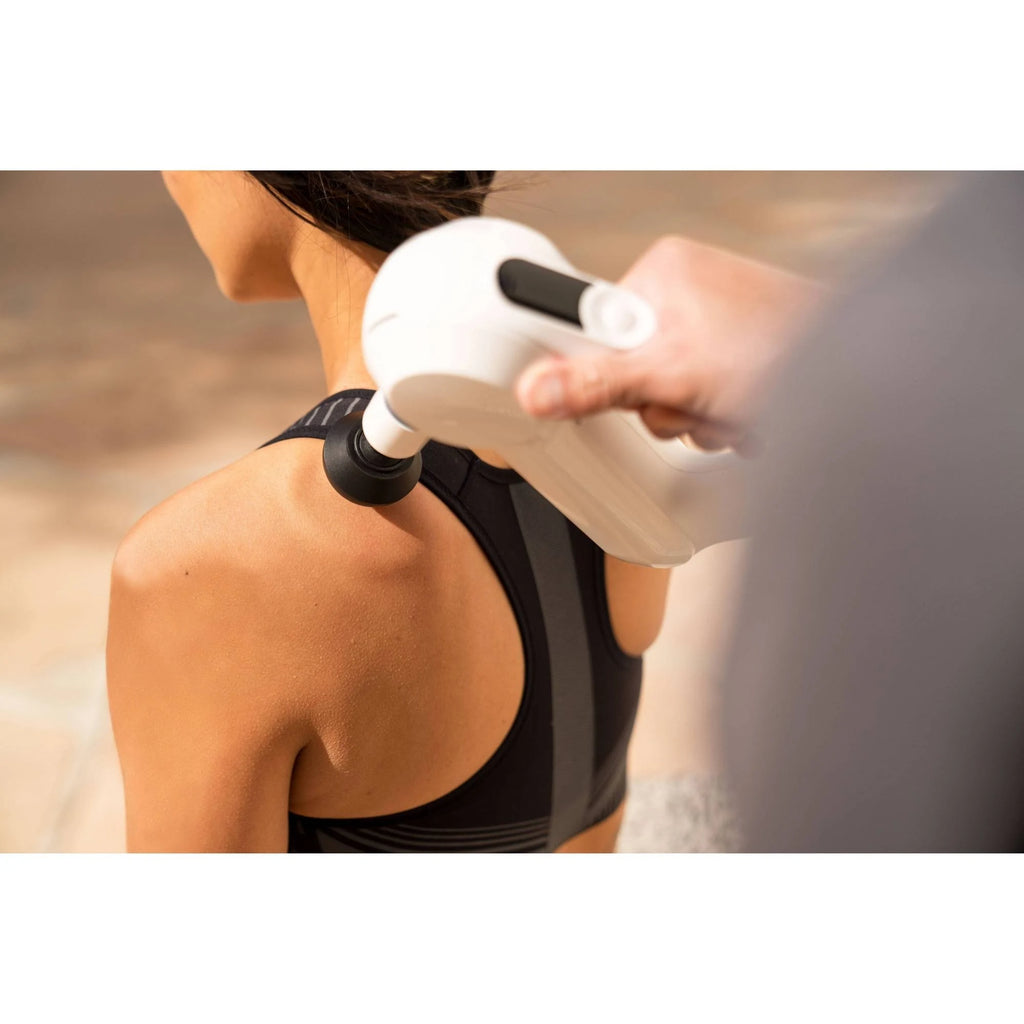 White Handheld Percussive Massage Gun with Travel Case L271