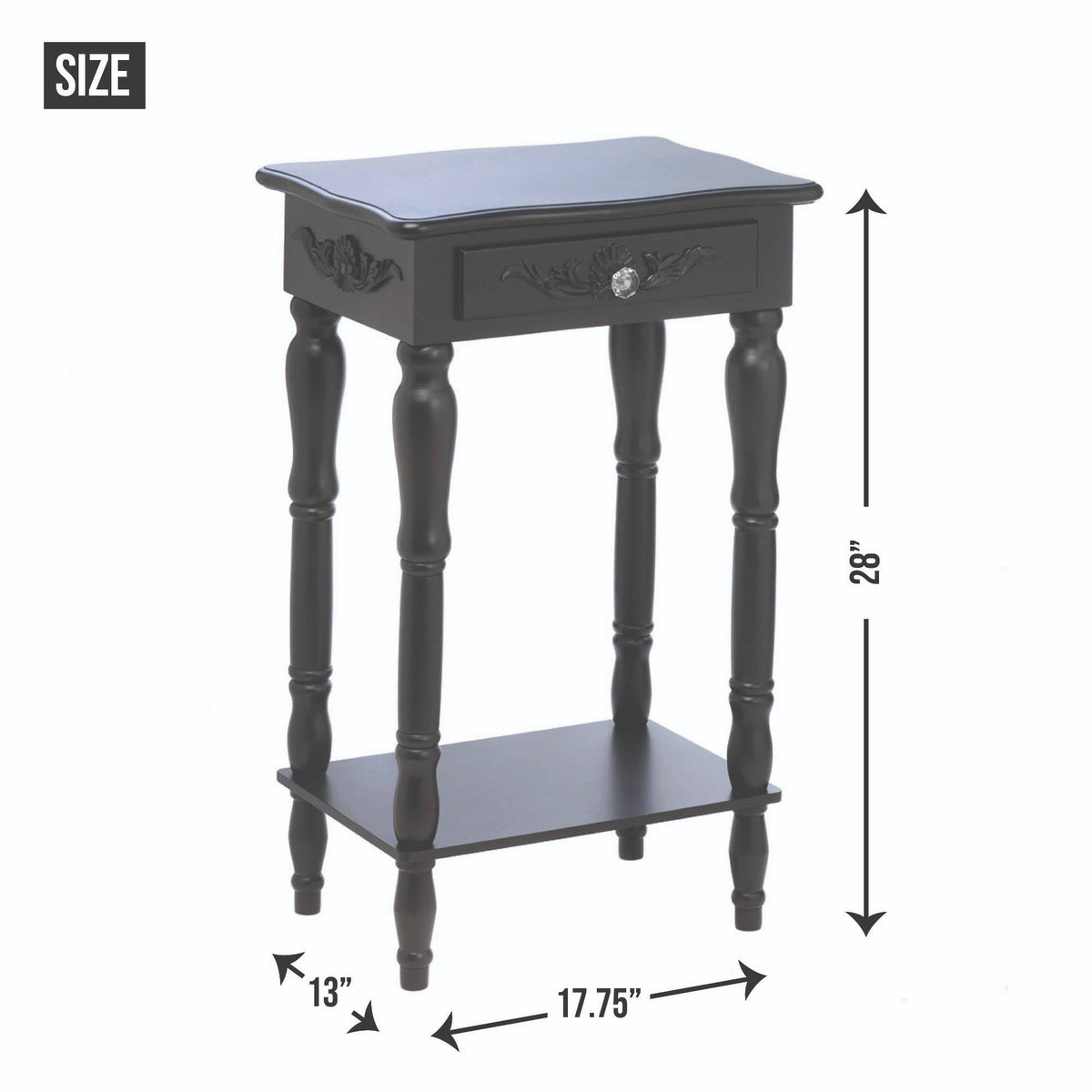 Black Colonial Carved Side Table O7842