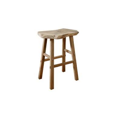 Natural Walnut Wood Rectangle Bar Stool with Live Edges I593